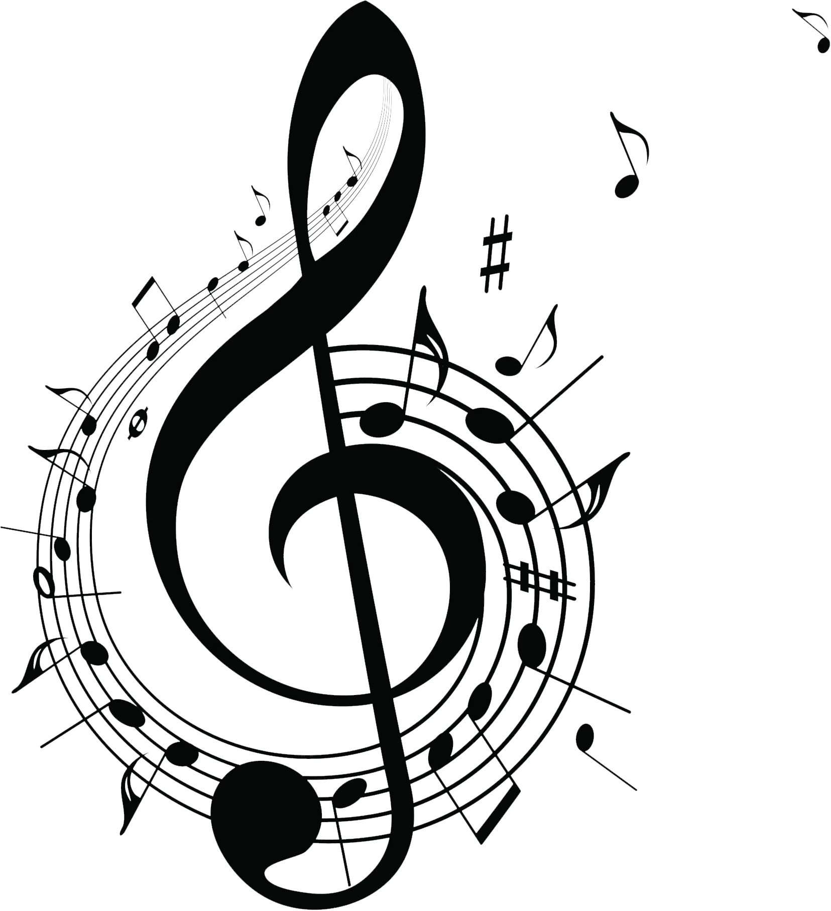 Musical note Free  music, Black music symbol design, G clef music note illustration, monochrome, musical Notation, design png